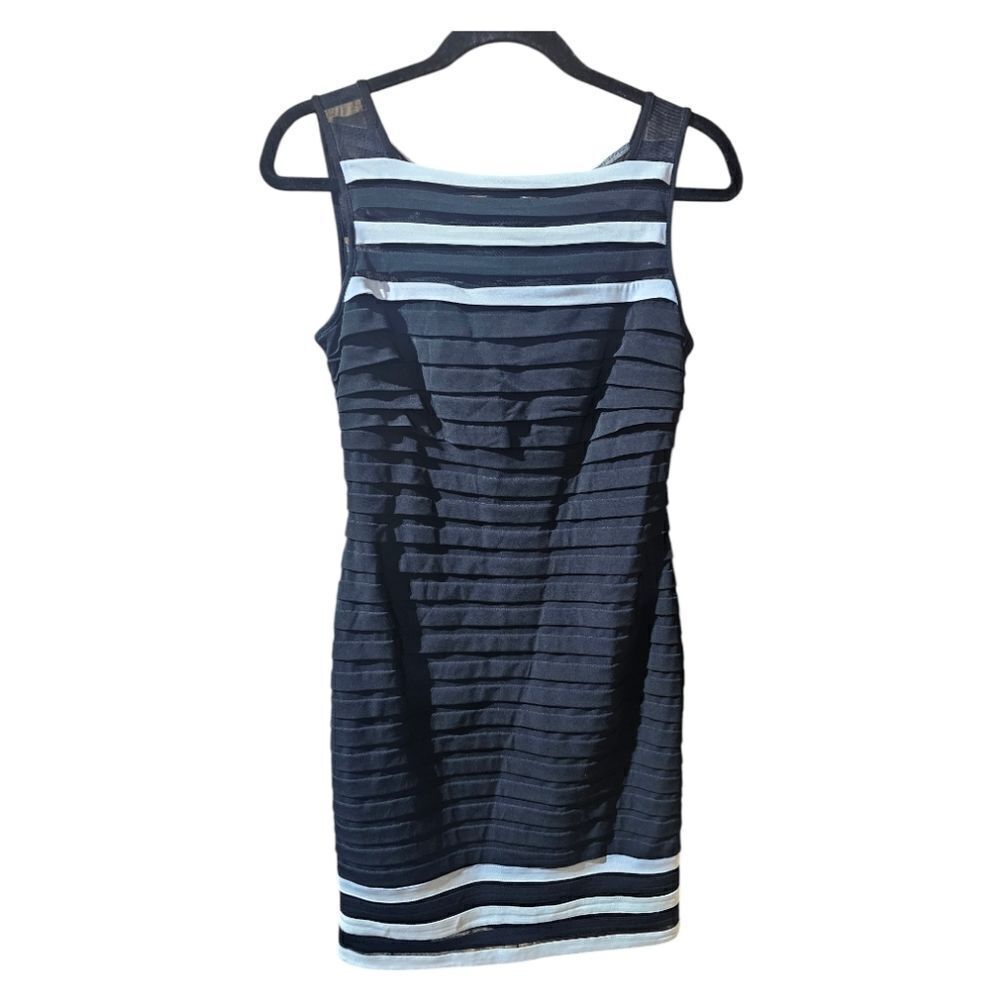 ADRIANNA PAPELL Black White Tiered Sheath‎ Dress- Size 6